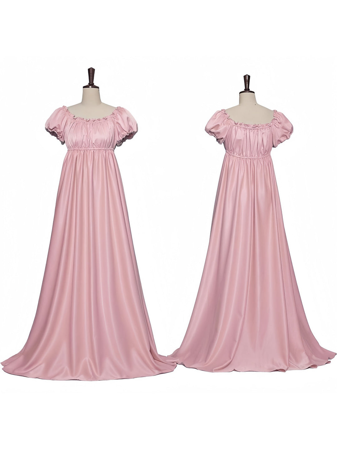 A-Line/Princess Jewel Neck Short Sleeves Floor-Length Vintage Dress with Ruffles