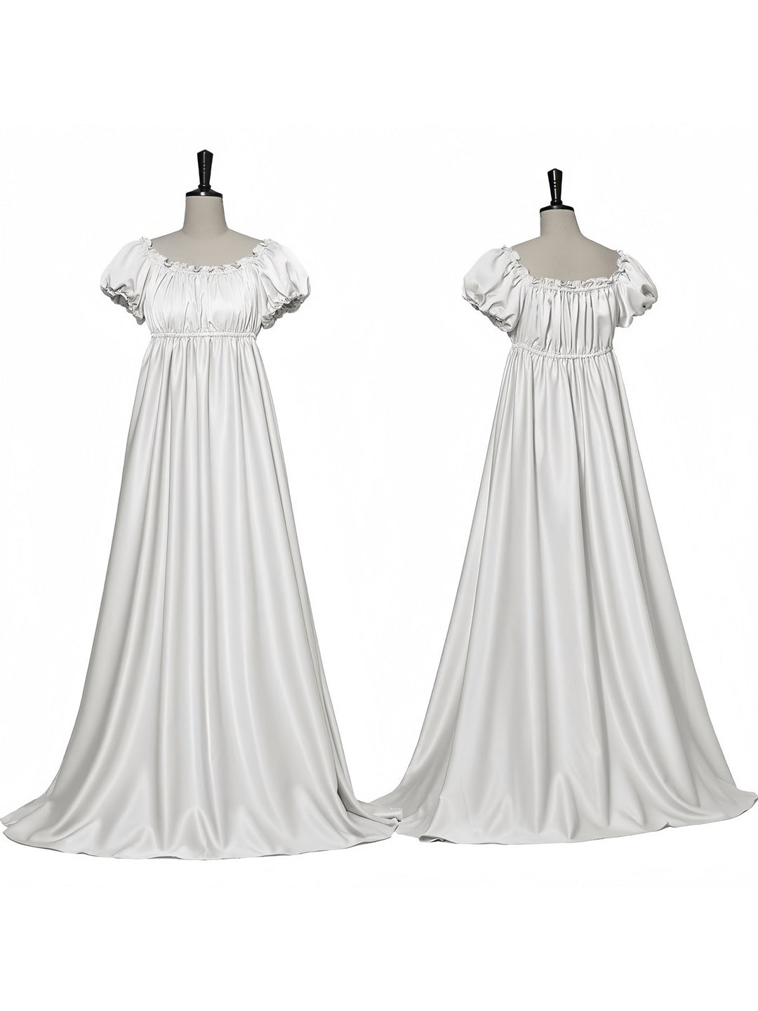 A-Line/Princess Jewel Neck Short Sleeves Floor-Length Vintage Dress with Ruffles