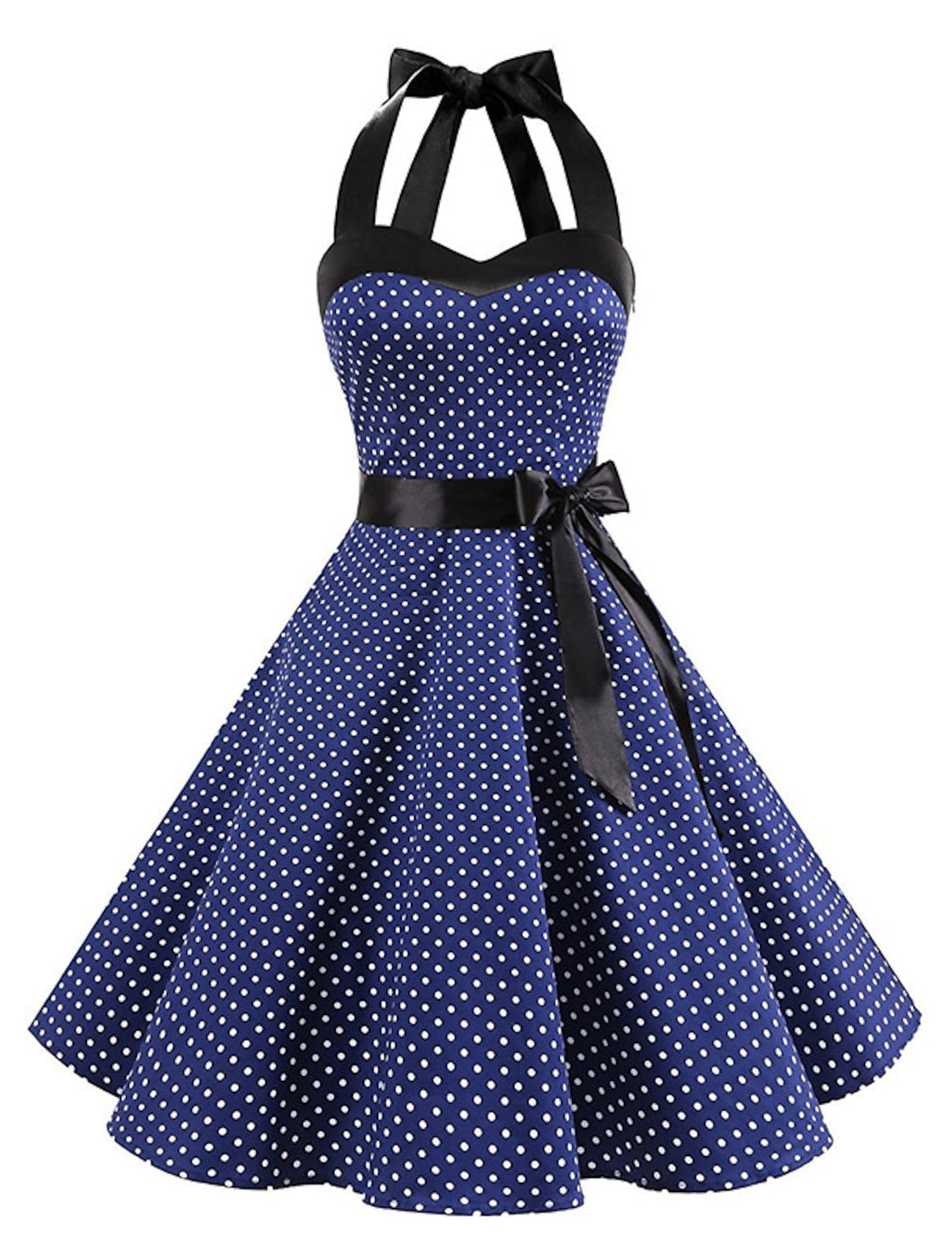 A-Line/Princess Halter Sleeveless Knee-Length Vintage Dress