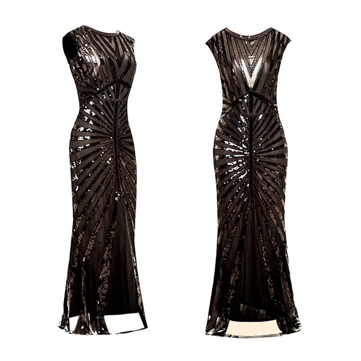 A-Line/Princess Jewel Neck Sleeveless Floor-Length Vintage Dress With Sequin