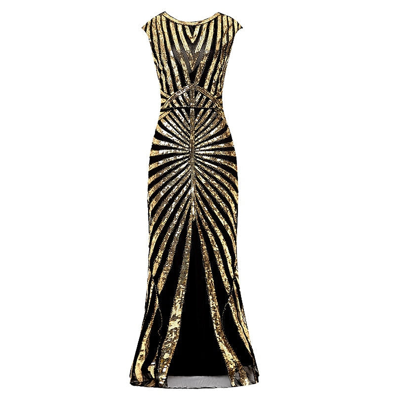 A-Line/Princess Jewel Neck Sleeveless Floor-Length Vintage Dress With Sequin