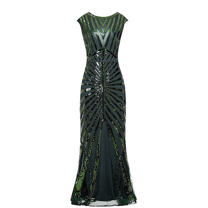 A-Line/Princess Jewel Neck Sleeveless Floor-Length Vintage Dress With Sequin