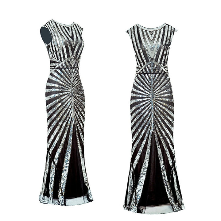 A-Line/Princess Jewel Neck Sleeveless Floor-Length Vintage Dress With Sequin