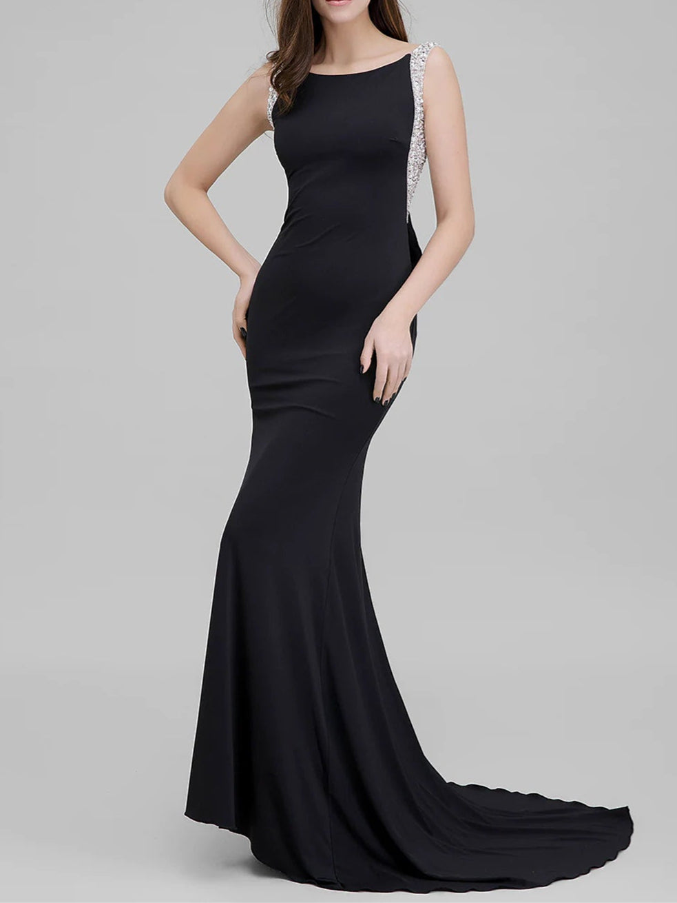 Mermaid/Trumpet  Scoop Neck Court Train Evening Dresses with Bow(s) Beading