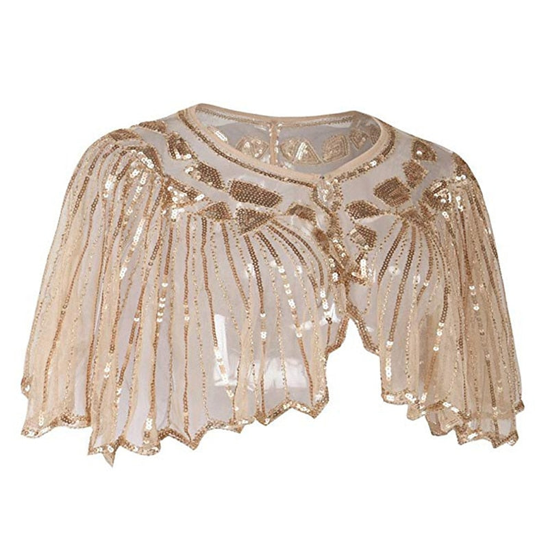 1920s Shawl Wraps Sequin Beaded Evening Cape Shawl