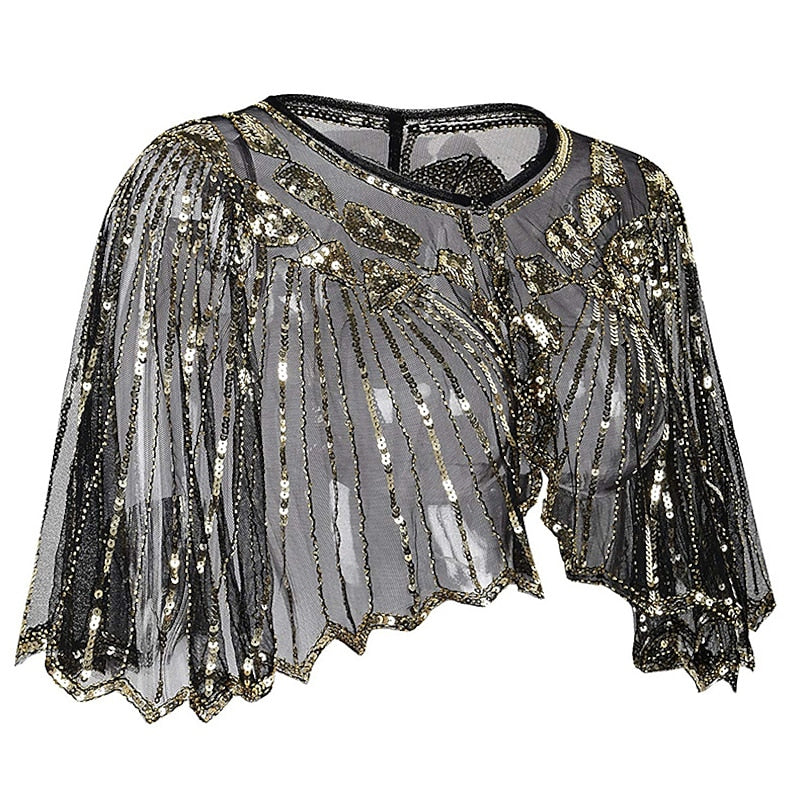 1920s Shawl Wraps Sequin Beaded Evening Cape Shawl