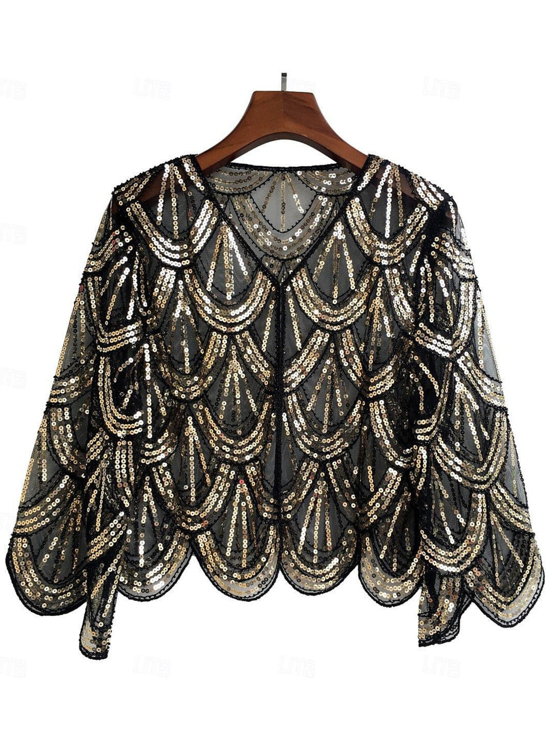 1920s Coat Shawls Women's Sequins  Vintage Party Shawl