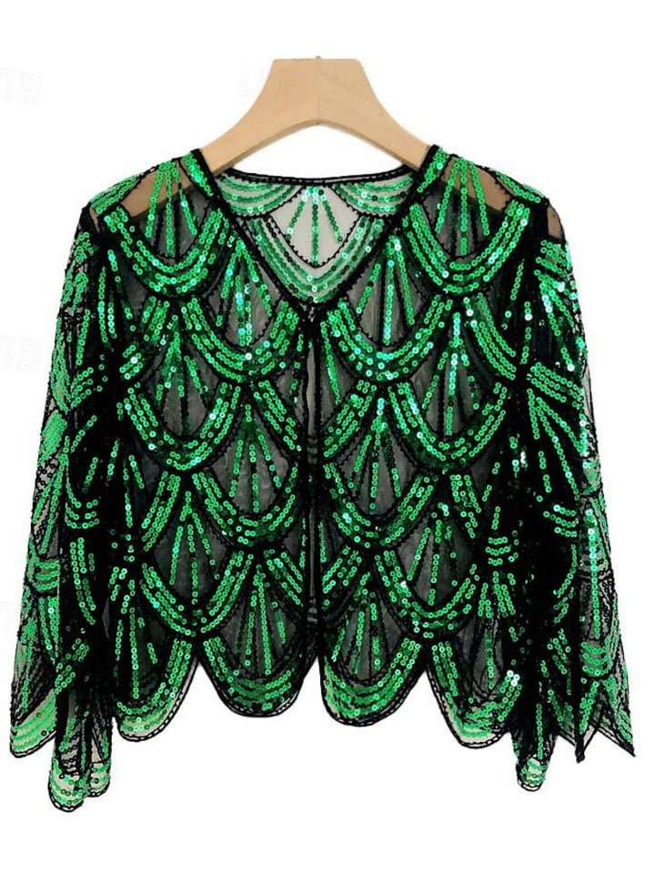 1920s Coat Shawls Women's Sequins  Vintage Party Shawl