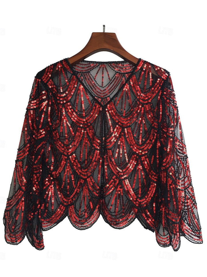 1920s Coat Shawls Women's Sequins  Vintage Party Shawl