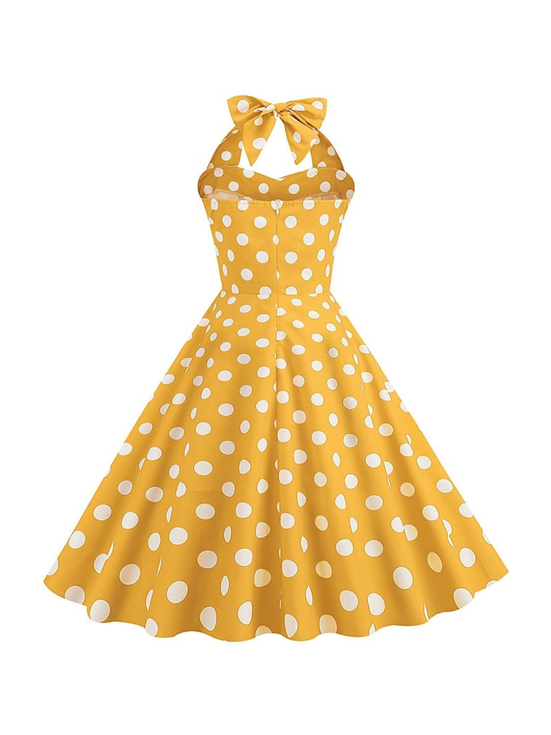 A-Line/Princess Halter Sleeveless Tea-Length Vintage Dress With Bowknot