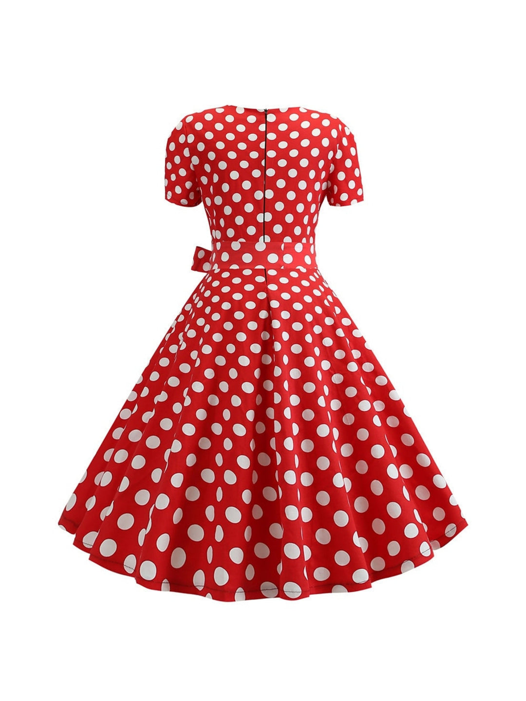 A-Line/Princess Scoop Short Sleeves Tea-Length Vintage Dress With Knotbow