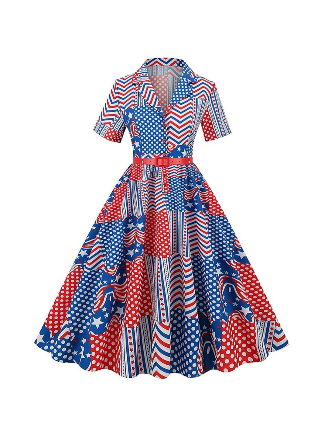 A-Line/Princess Scoop Short Sleeves Tea-Length Vintage Dress