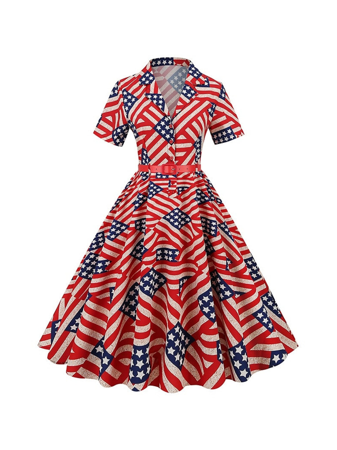 A-Line/Princess Scoop Short Sleeves Tea-Length Vintage Dress