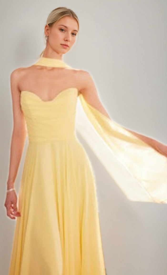 A-Line/Princess Strapless Sweetheart Backless Floor-Length Prom Dresses with Ribbon & Lace-up