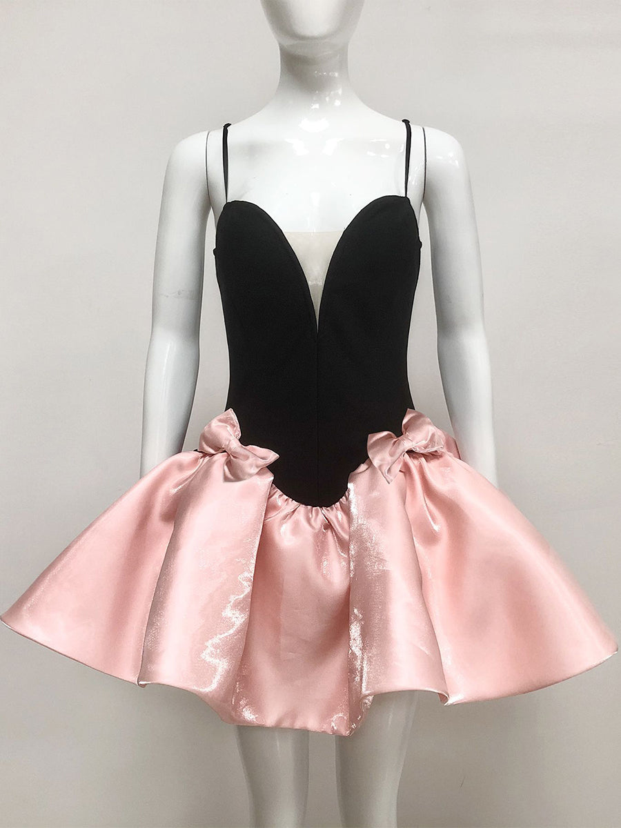 A-Line/Princess Spaghetti Straps Sleeveless Sweet Mini/Short Cocktail Dresses with Bow