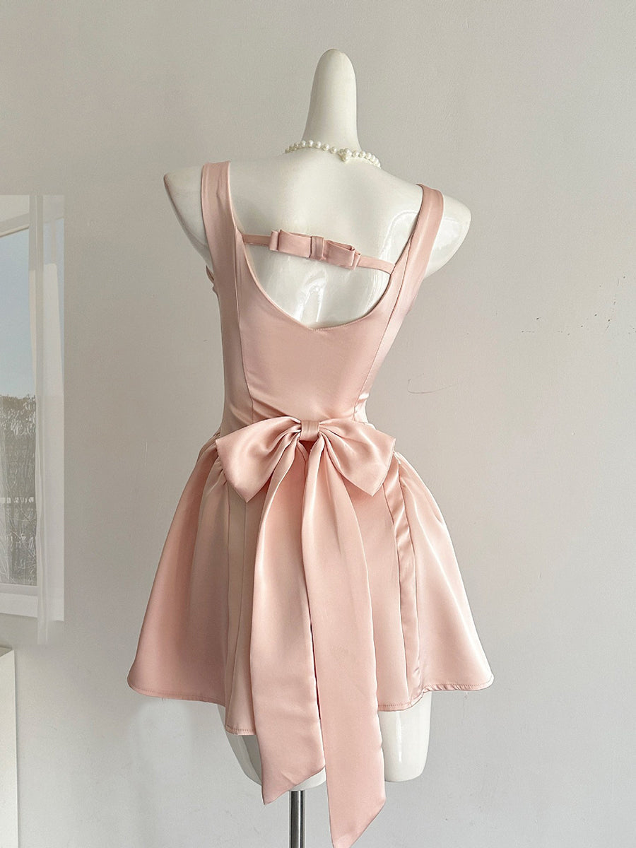 A-Line/Princess Square Neck Sleeveless Retro Mini/Short Cocktail Dresses with Bow