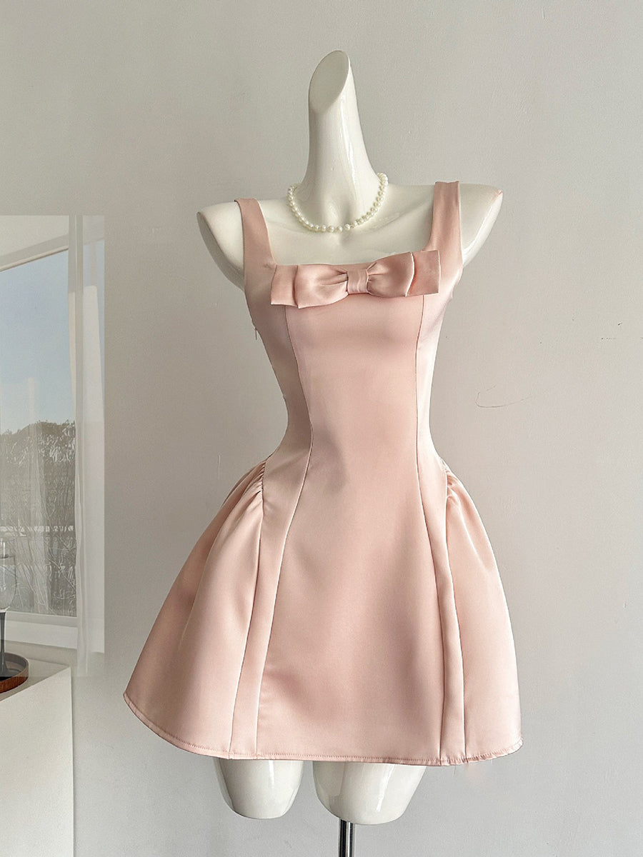 A-Line/Princess Square Neck Sleeveless Retro Mini/Short Cocktail Dresses with Bow