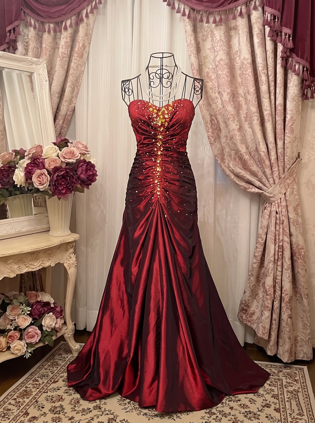 A-Line/Princess Sweetheart Sleeveless Floor-Length Taffeta Unique Prom Dresses with Ruffles &amp; Hot Diamond