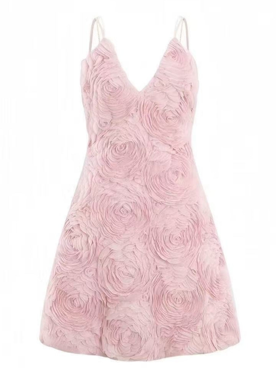 A-Line/Princess Spaghetti Straps Sleeveless Short/Mini Cocktail Dresses with 3D Flowers