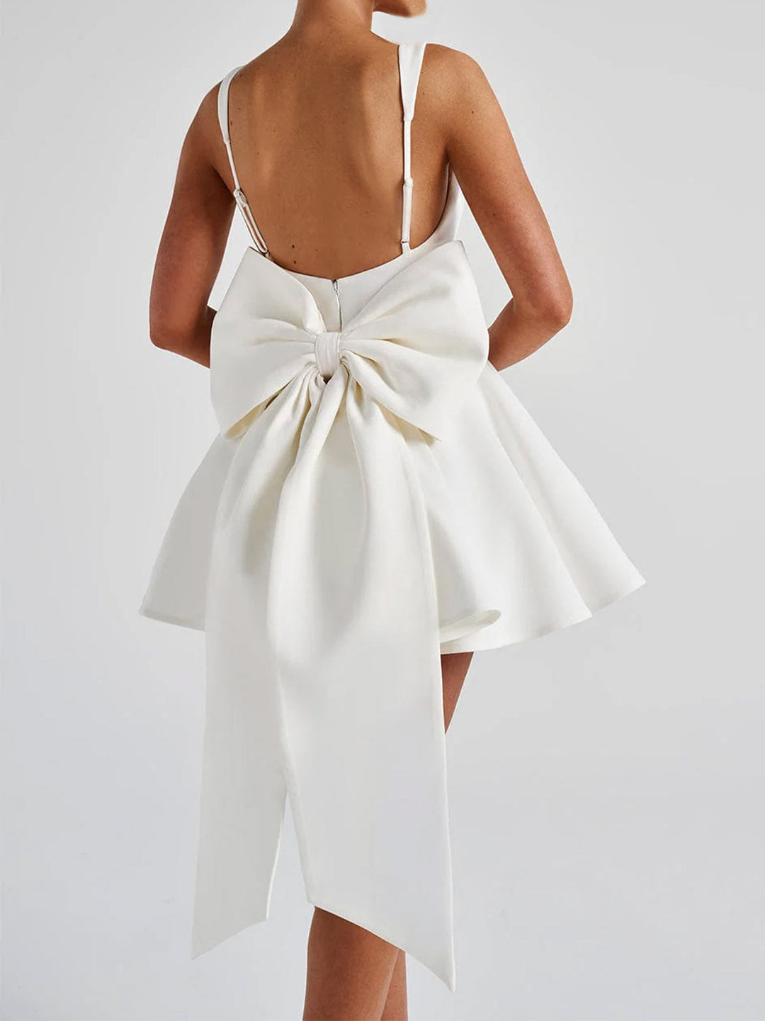A-Line Square Neck Pleated Short Homecoming Dresses with Bow