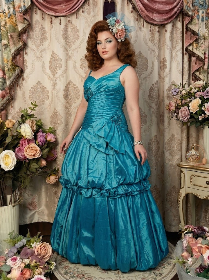 A-Line/Princess Sweetheart Taffeta Prom Dresses Bowknot Vintage 80s Iridescent Dress Sleeveless FLoor-Length Asymmetrical