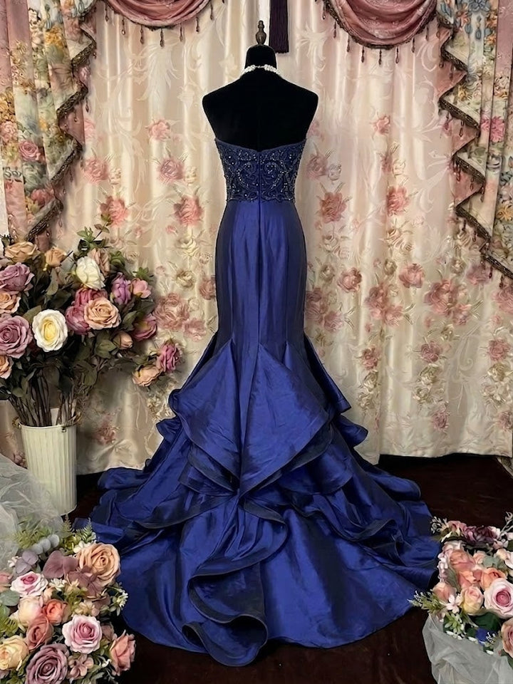 Trumpet/Mermaid Strapless Taffeta Prom Dresses Vintage 80s Iridescent Dress Sleeveless FLoor-Length Sequins