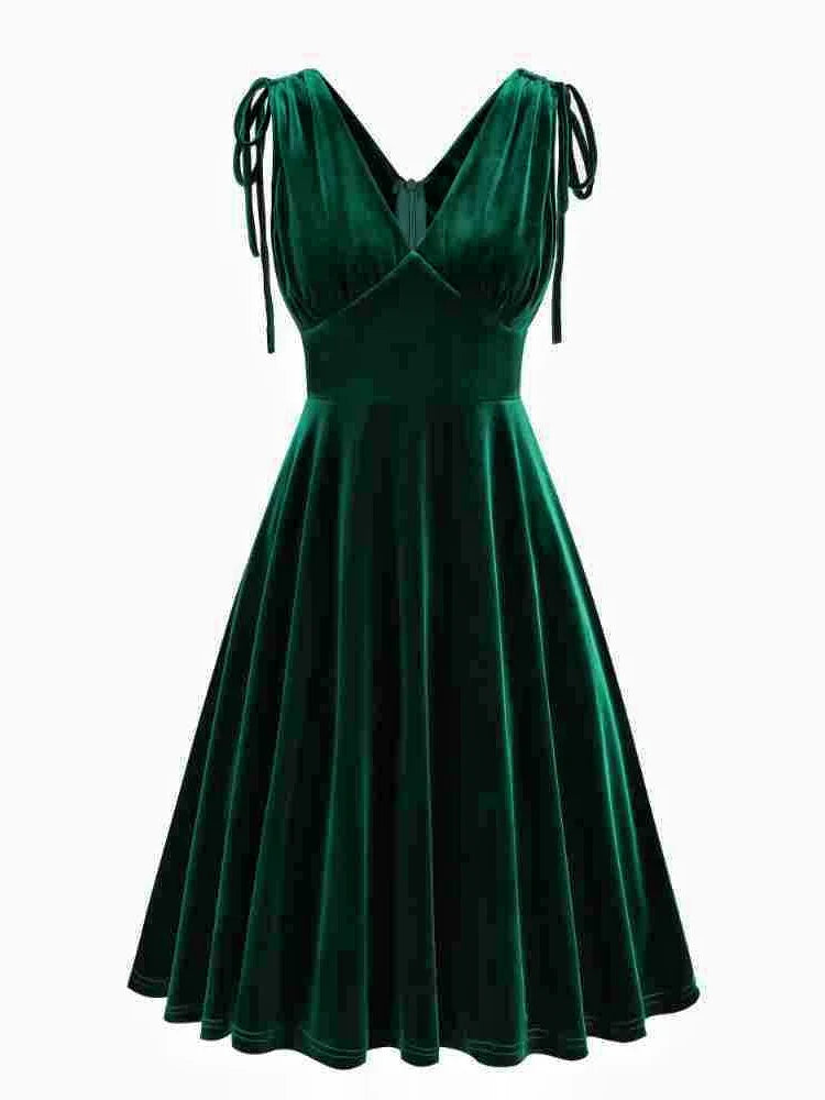A-Line/Princess 1950s V-Neck Sleeveless Vintage Dresses with Pleats