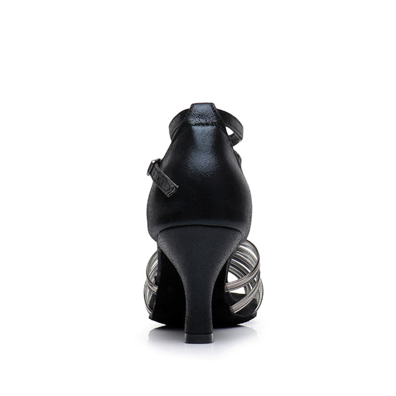 Women's Dancewear Shoes Flower Ankle Strap Low Heel Peep Toe Satin Latin Shoes