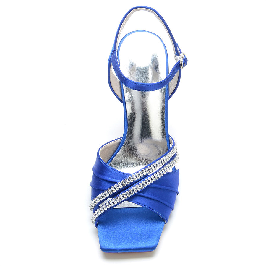 Women's Wedding Shoes Opened Toe High Heel Elegant Bridal Shoes with Crystals