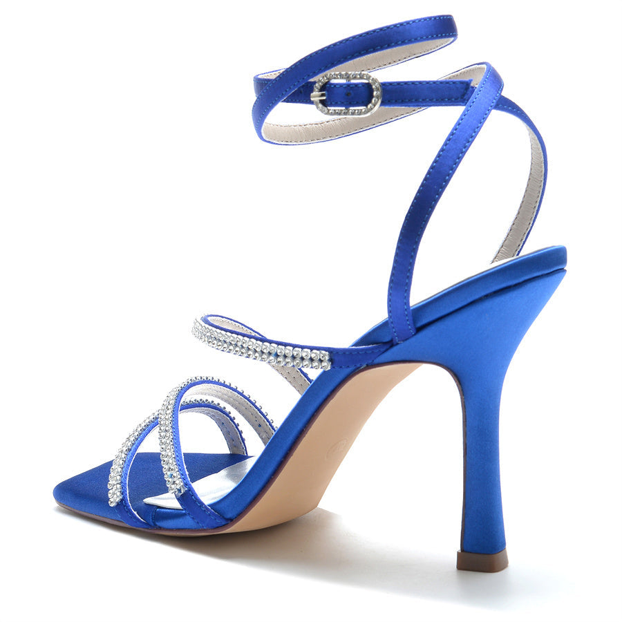 Women's Wedding Shoes Opened Toe High Heel Unique Design Bridal Shoes with Crystal