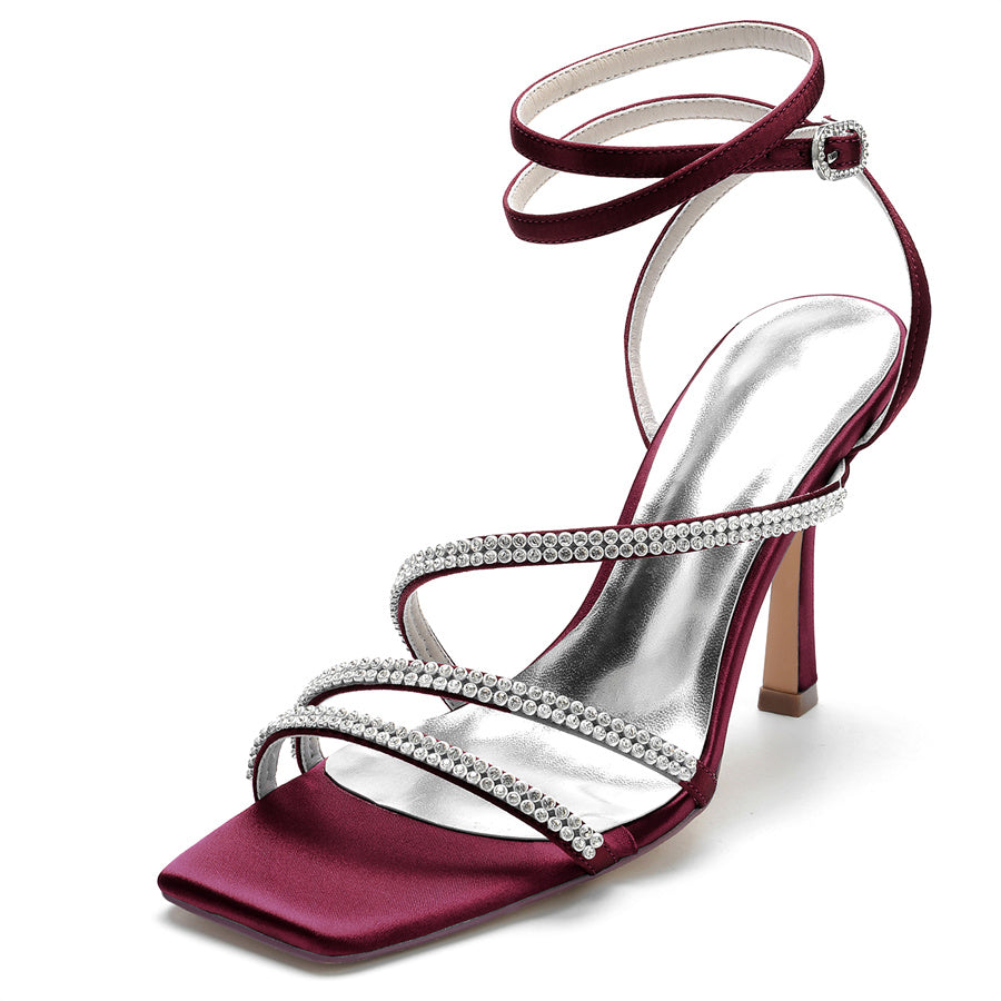 Women's Wedding Shoes Opened Toe High Heel Unique Design Bridal Shoes with Crystal