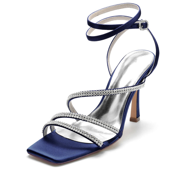 Women's Wedding Shoes Opened Toe High Heel Unique Design Bridal Shoes with Crystal