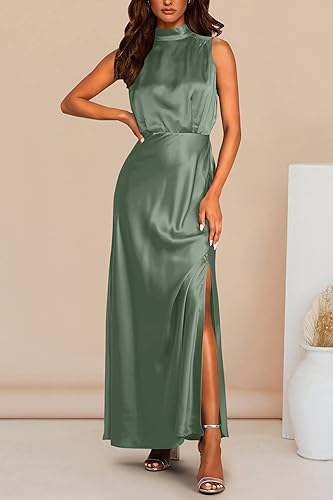 A Line/Princess Sleeveless Mock Neck Ankle-Length Bridesmaid Dresses