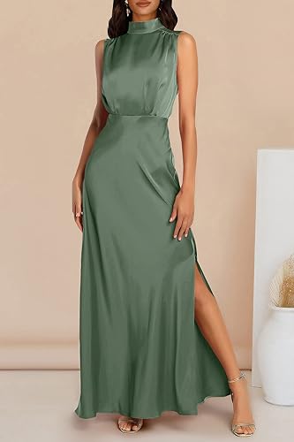 A Line/Princess Sleeveless Mock Neck Ankle-Length Bridesmaid Dresses