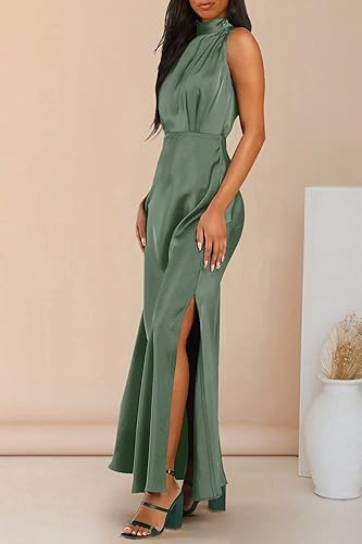 A Line/Princess Sleeveless Mock Neck Ankle-Length Bridesmaid Dresses