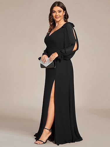 A Line/Princess Long Sleeves Floor-Length V Neck Bridesmaid Dresses