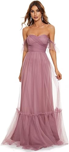 A Line/Princess Sleeveless Off-the-Shoulder Floor-Length Bridesmaid Dresses