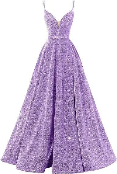 A Line/Princess Spaghetti Straps V Neck Floor-Length Bridesmaid Dresses with Slit