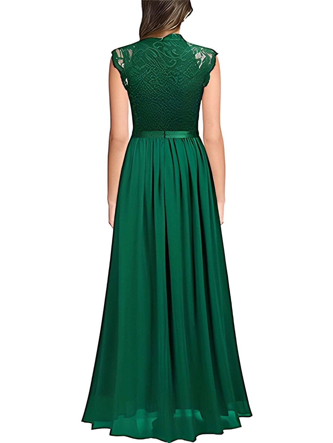 A Line/Princess Jewel Neck Sleeveless Floor-Length Bridesmaid Dresses with Lace