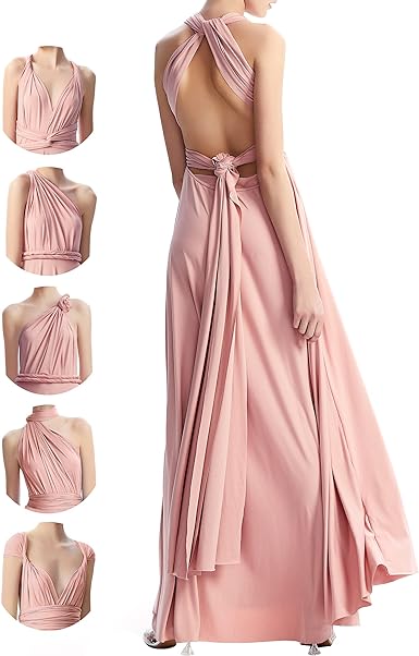 A Line/Princess Sleeveless Floor-Length Convertible Multi-way Bridesmaid Dresses