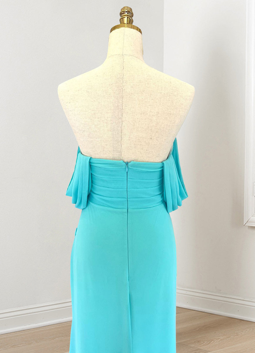 Sheath/Column Off-the-Shoulder Sleeveless Elegant Bridesmaid Dresses with Ruches