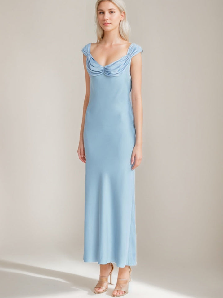 Trumpet/Mermaid Scoop Ruched Ankle-Length Vintage Prom Dresses with Lace-Up & Opened Back