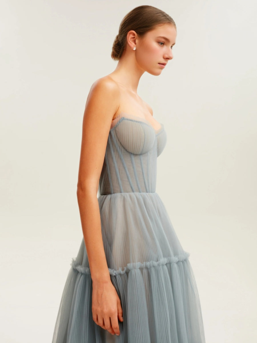 A-Line/Princess Strapless Sleeveless Floor-Length Pleated Bridesmaid Dresses with Lace-Up