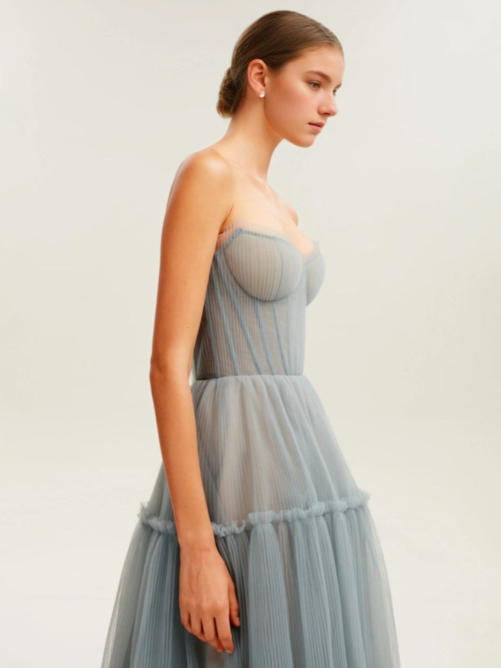 A-Line/Princess Strapless Sleeveless Floor-Length Pleated Bridesmaid Dresses with Lace-Up
