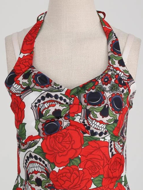 A-Line/Princess Halter Sleeveless Tea-Length Halloween Performance Costumes Dress