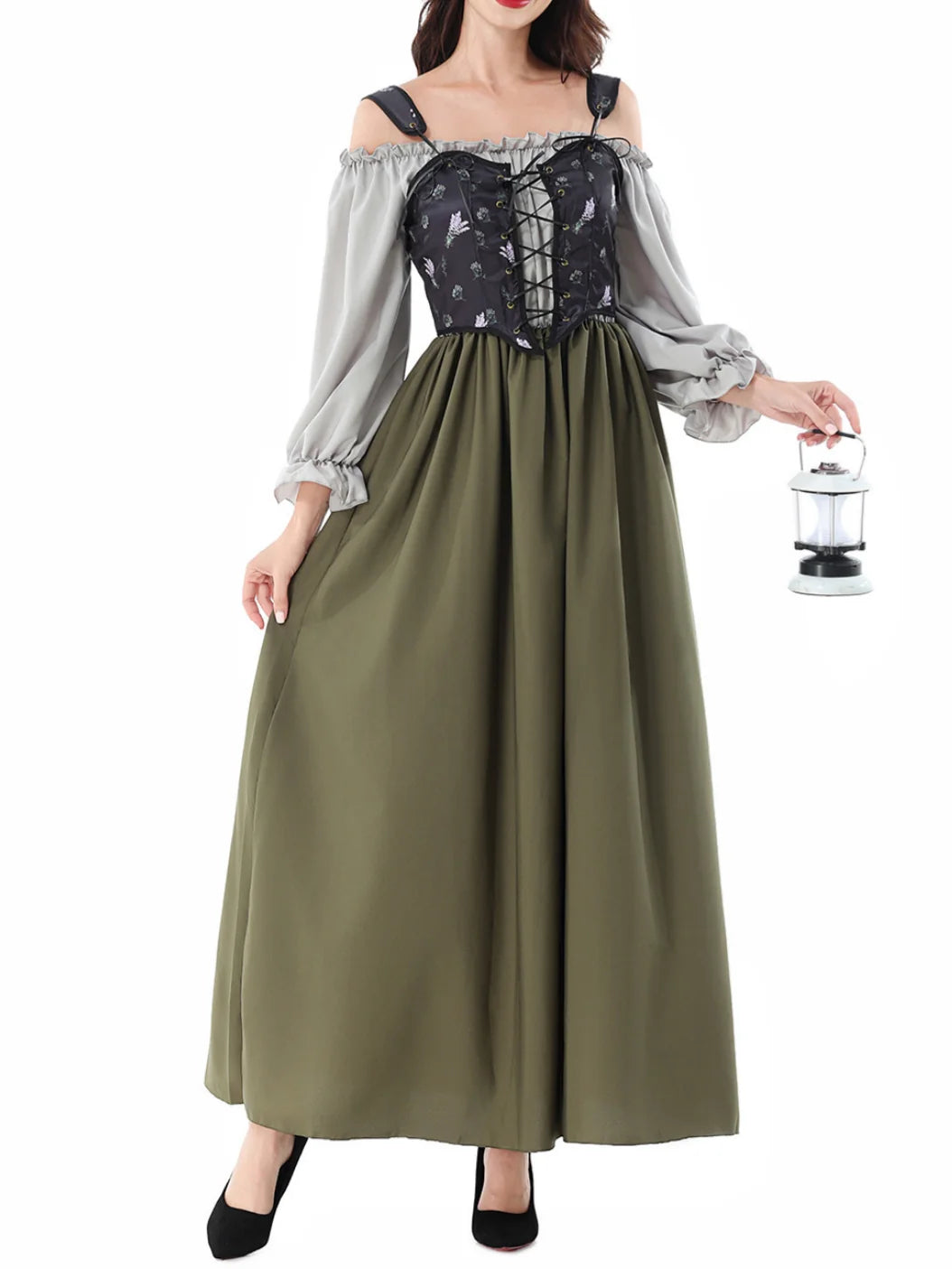Renaissance Medieval Dress Halloween Costume Bavarian Dirndl Dress Oktoberfest Beer Festival Outfit Cosplay Performance Gown