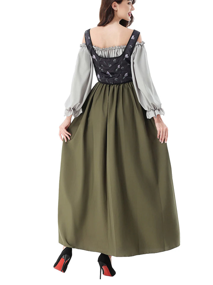Renaissance Medieval Dress Halloween Costume Bavarian Dirndl Dress Oktoberfest Beer Festival Outfit Cosplay Performance Gown