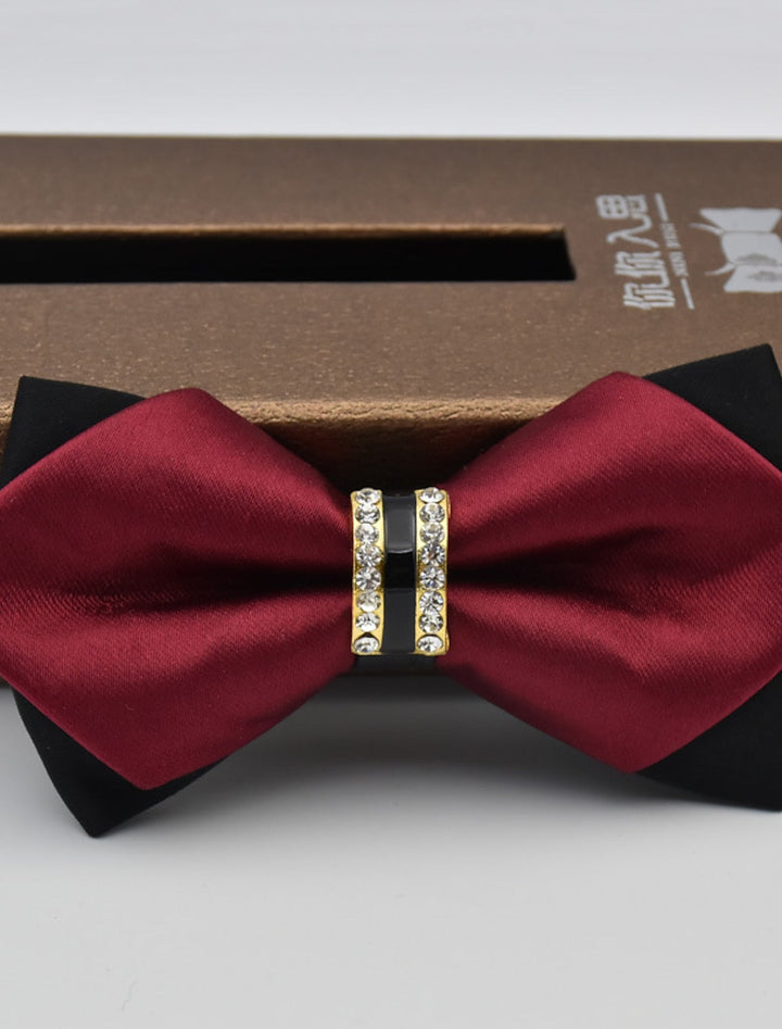Men's Solid coloured Bow Tie with Rhinestones
