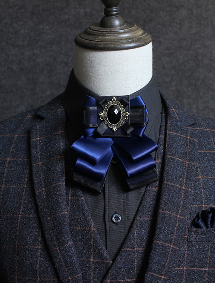 Men's Bow Tie Solid colour Black Yellow Red with Rhinestone