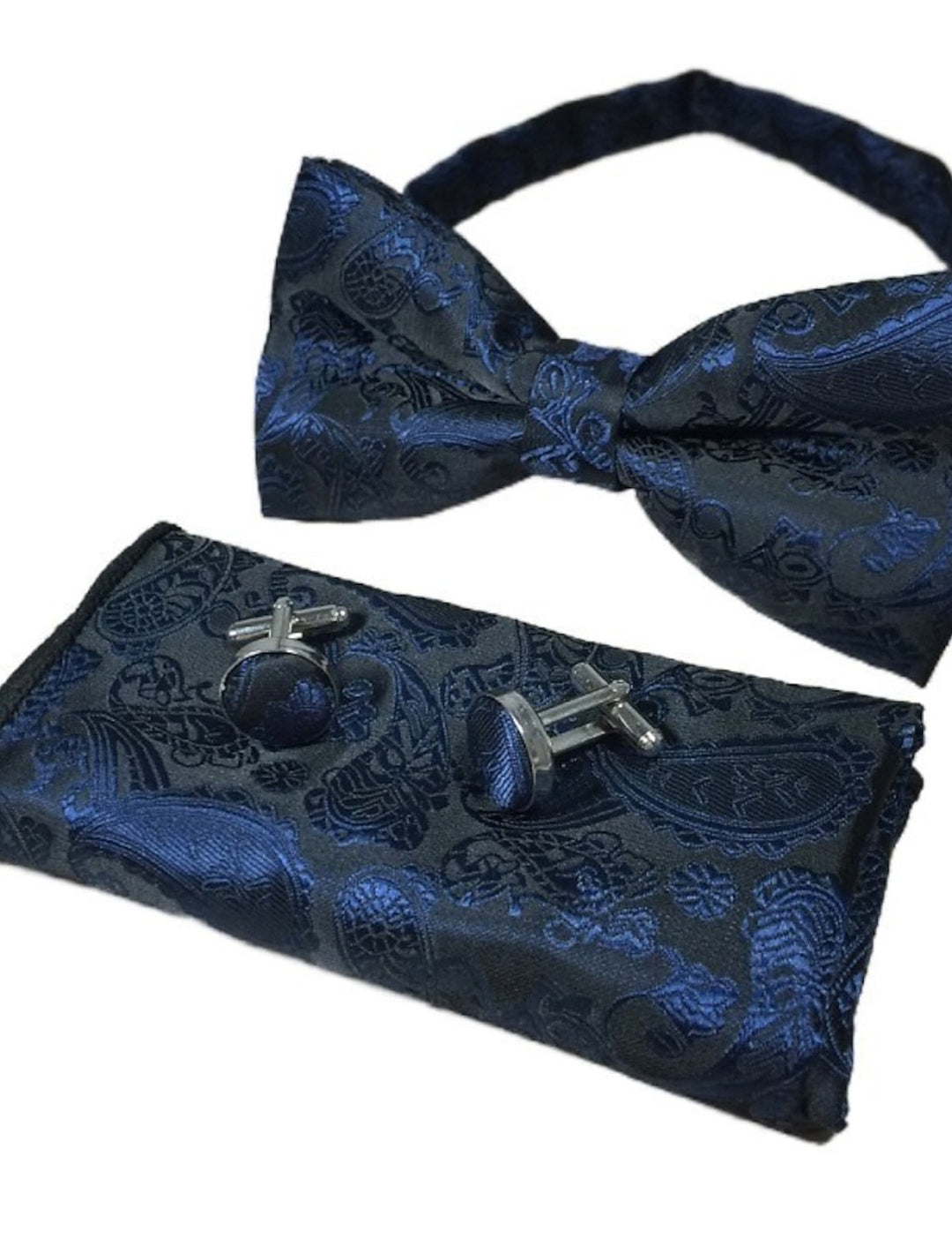 Men's Jacquard Ties Bow Tie Pocket Square Cufflinks Sets